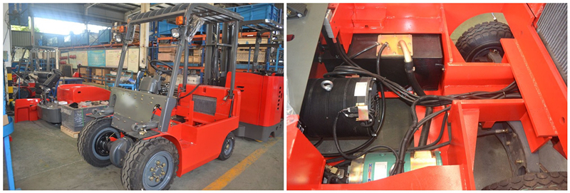 Four Wheel Loading And Unloading Machine Mounted Forklift Electric Telehandler