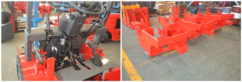 Four Wheel Loading And Unloading Machine Mounted Forklift Electric Telehandler
