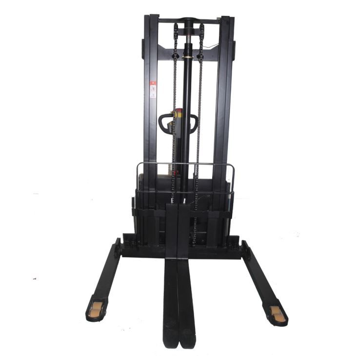 china 3000lbs 3meter Electric Pallet Stacker With Straddle Legs And Adjustable Forks